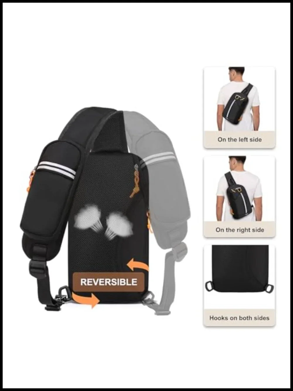 Anti Theft Sling Backpack Crossbody Hiking Daypack RFID Blocking Travel Chest